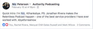 podcast client testimonial